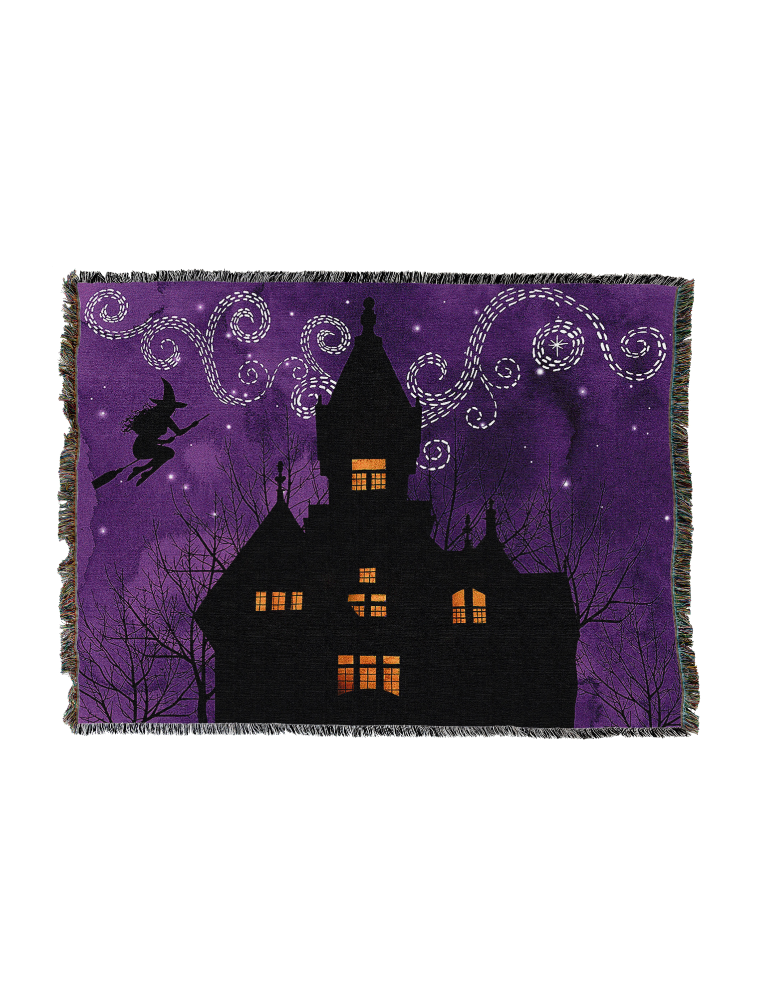 Witch Flying Over House Blanket
