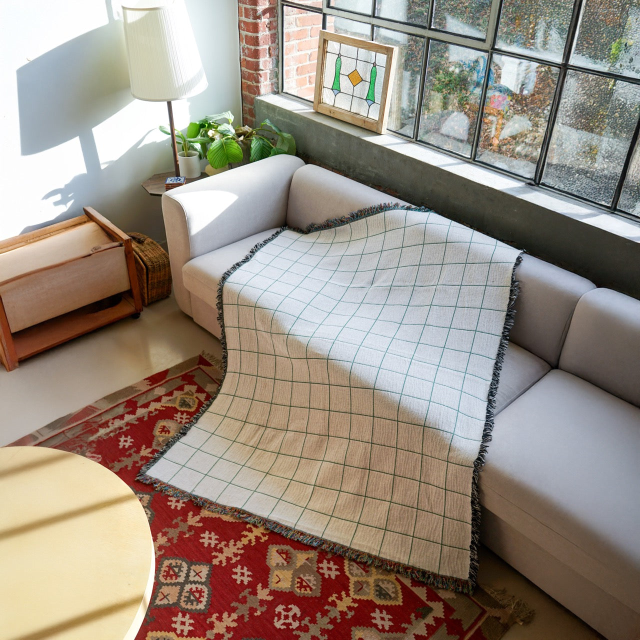 Grid Blanket on Couch
