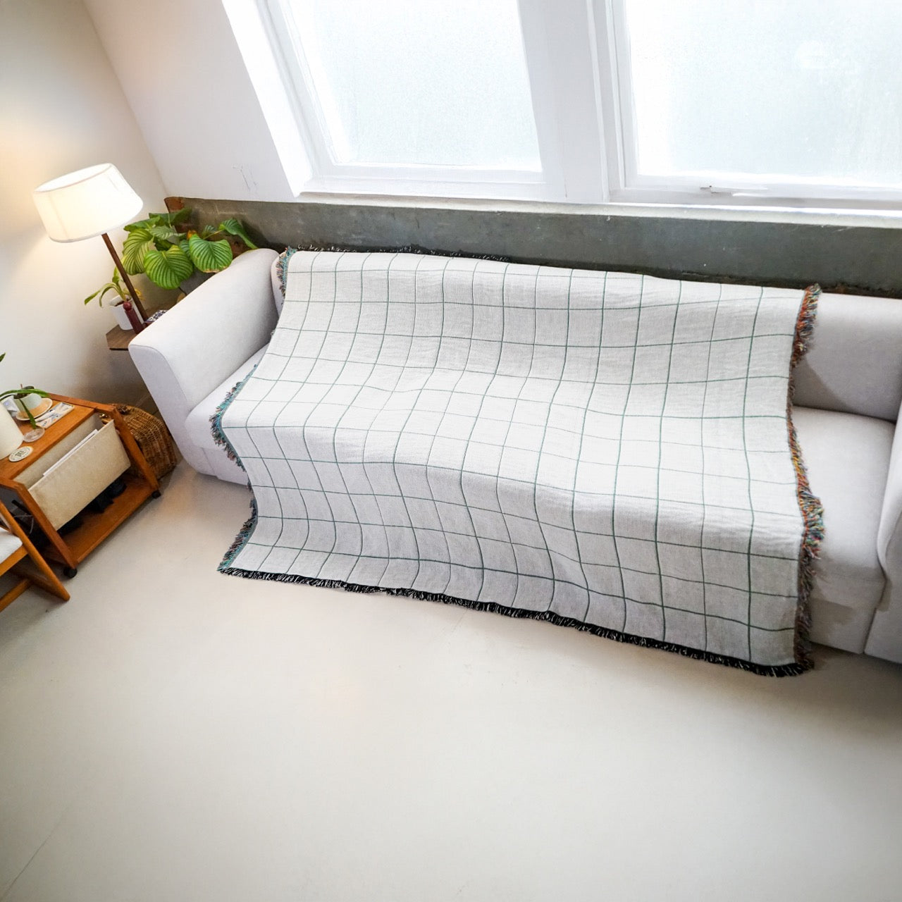 Grid Blanket on Couch 2