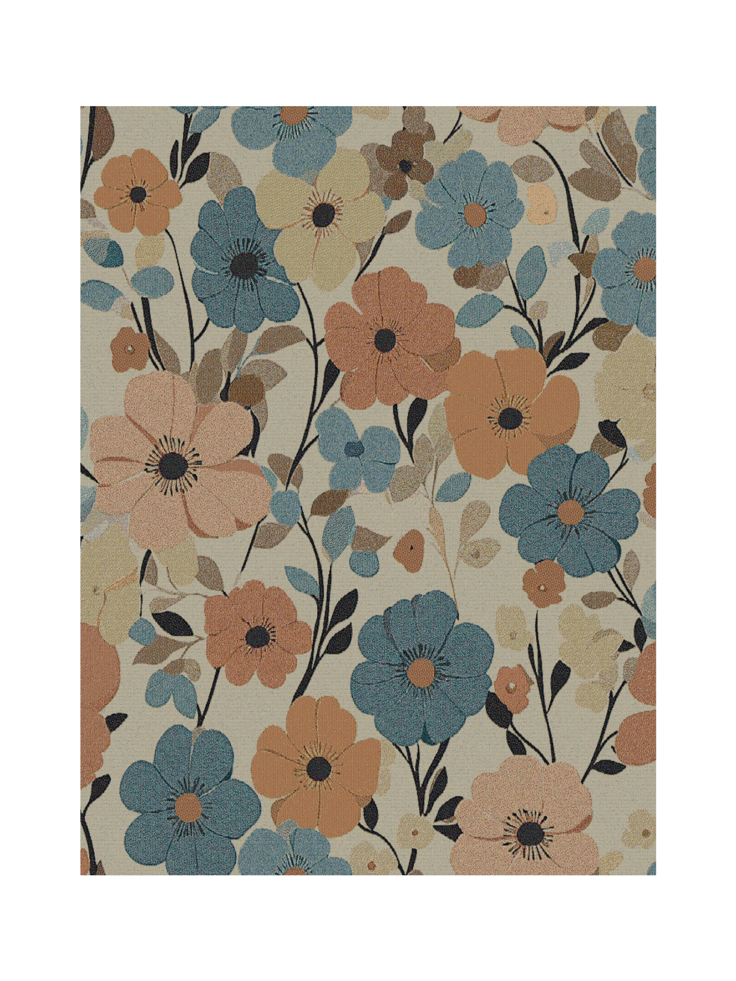 Vintage Retro Flower 54 X 72 Blanket