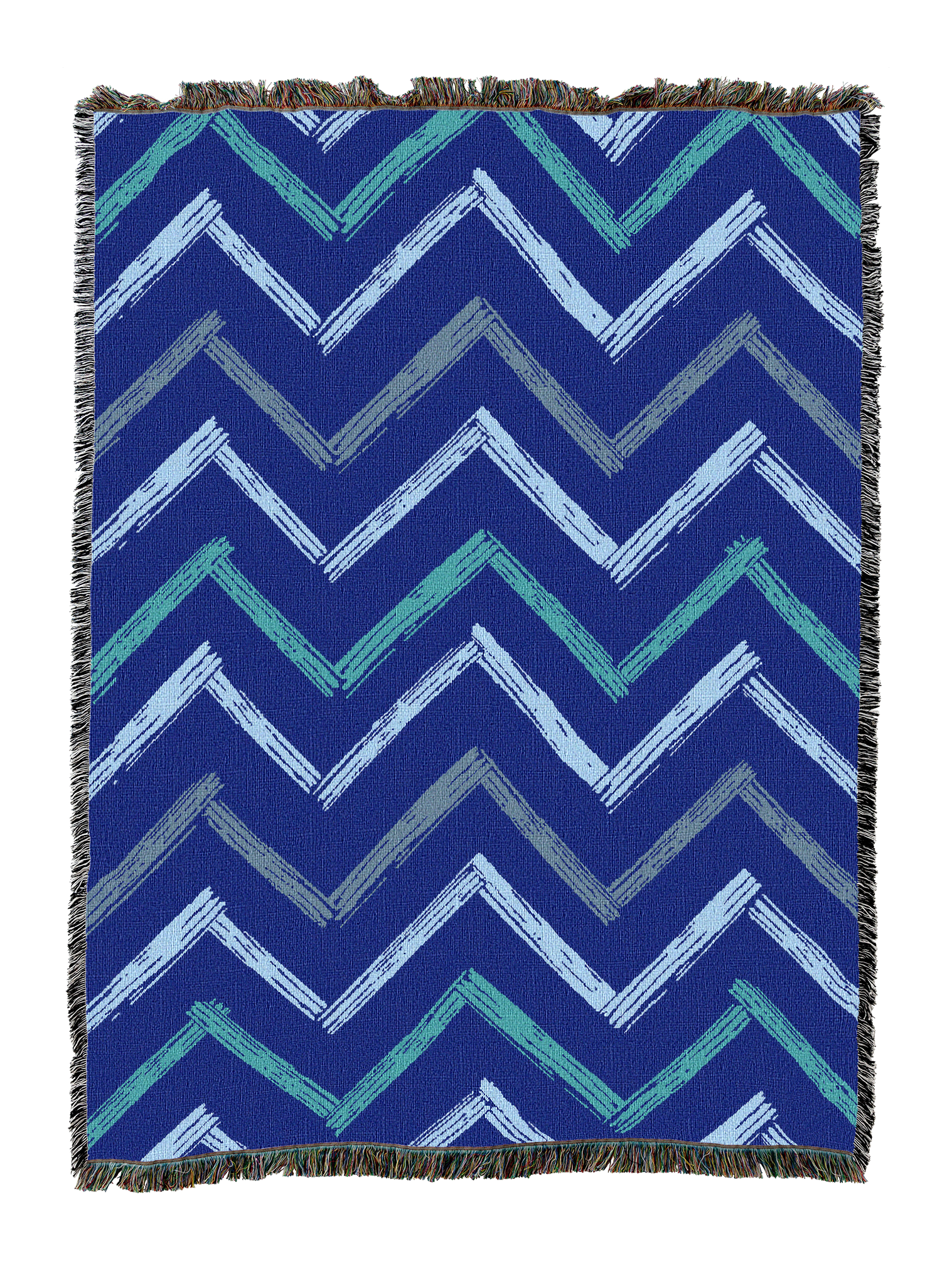 Distressed Chevron Blues Blanket