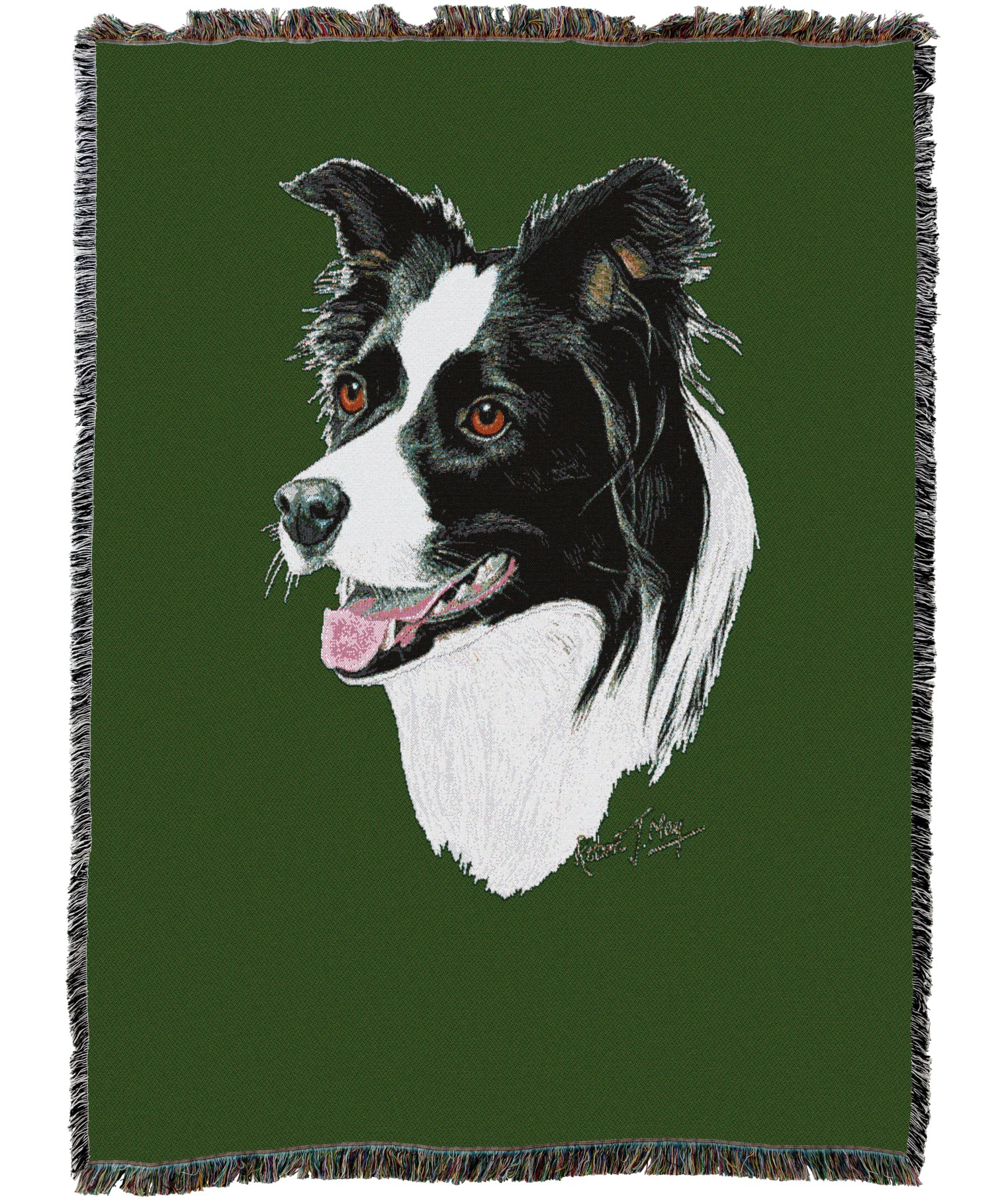 Border Collie Blanket Green