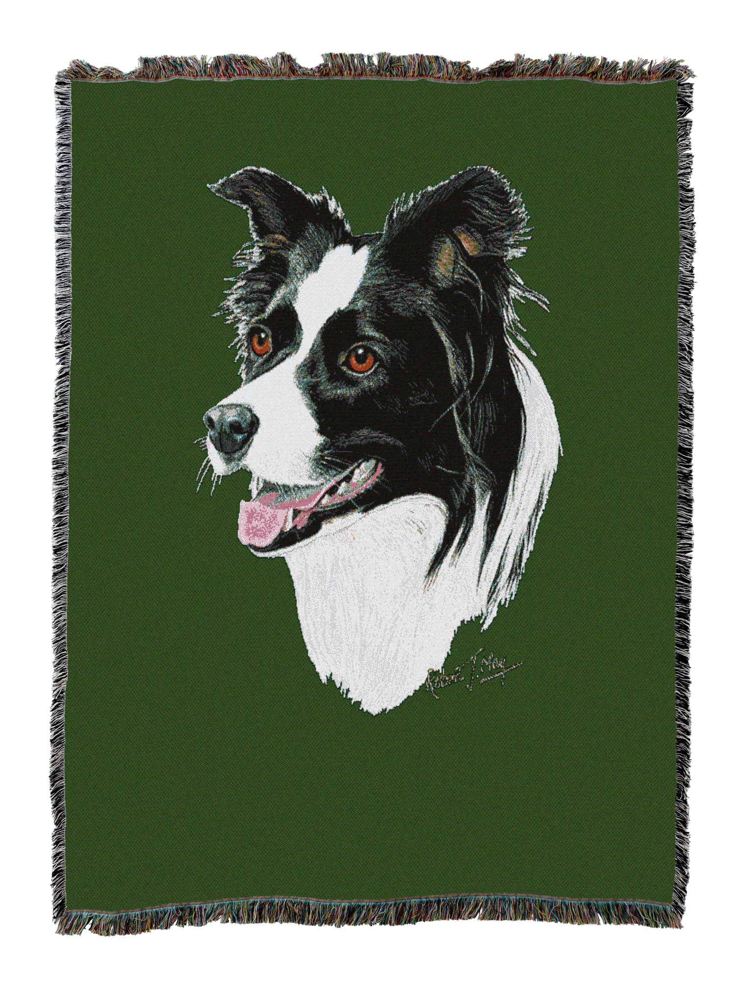 Border Collie Blanket Green