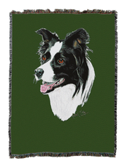 Border Collie Blanket Green