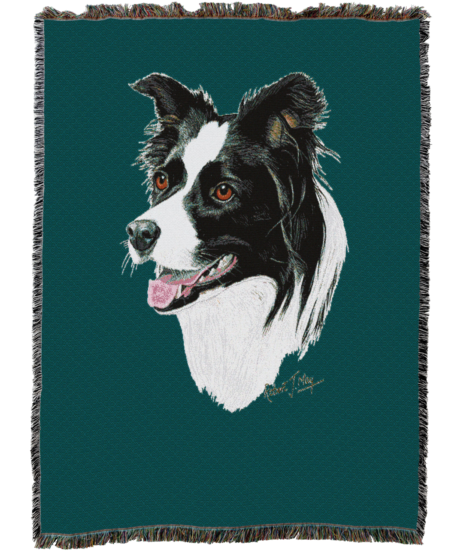 Border Collie Blanket Teal