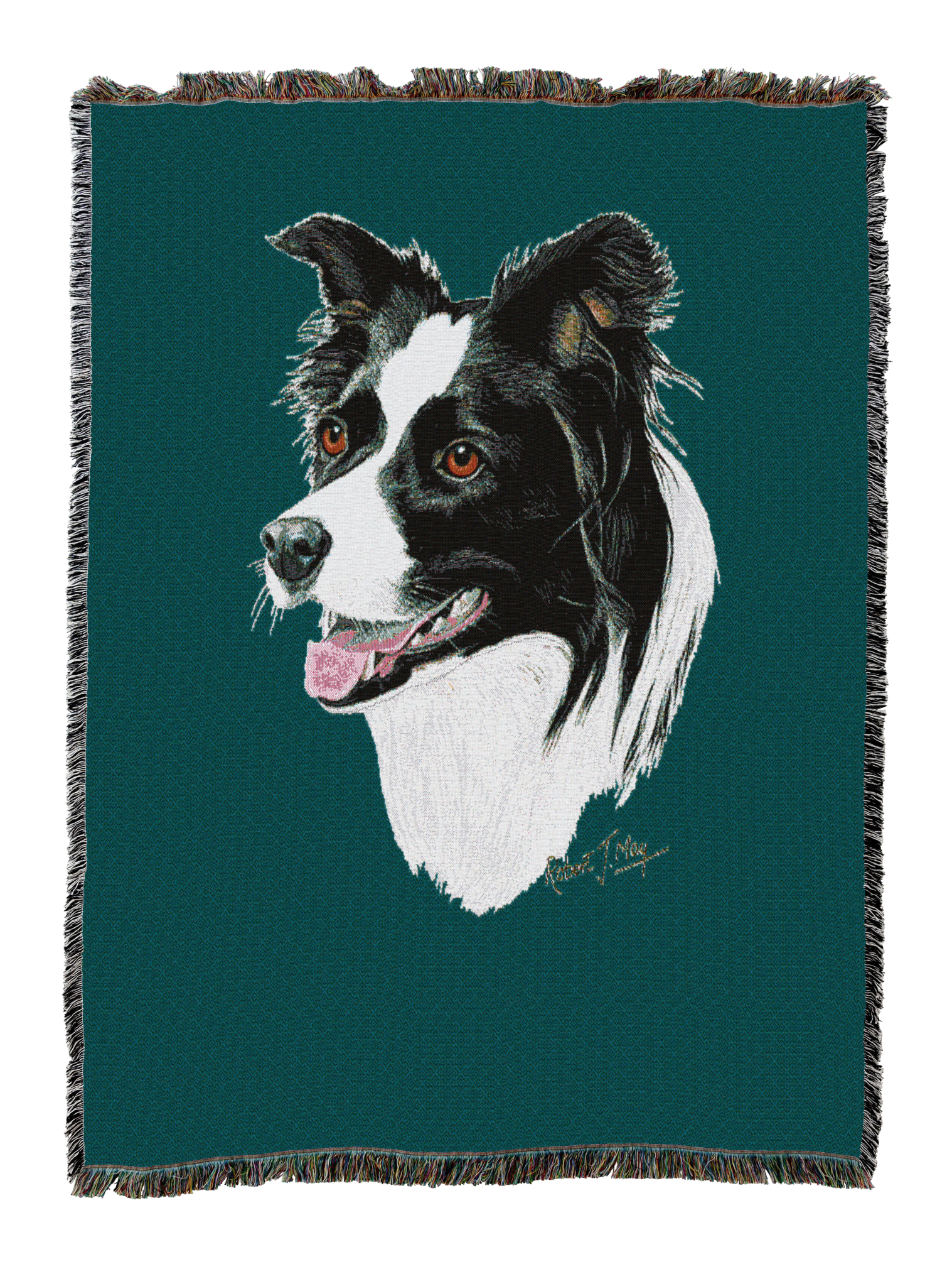 Border Collie Blanket Teal
