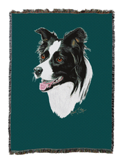 Border Collie Blanket Teal