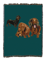 Dachshund Puppies Blanket Teal
