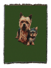 Yorkshire Terrier with Puppy Blanket Green