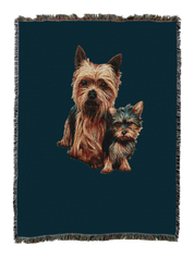 Yorkshire Terrier with Puppy Blanket Blue