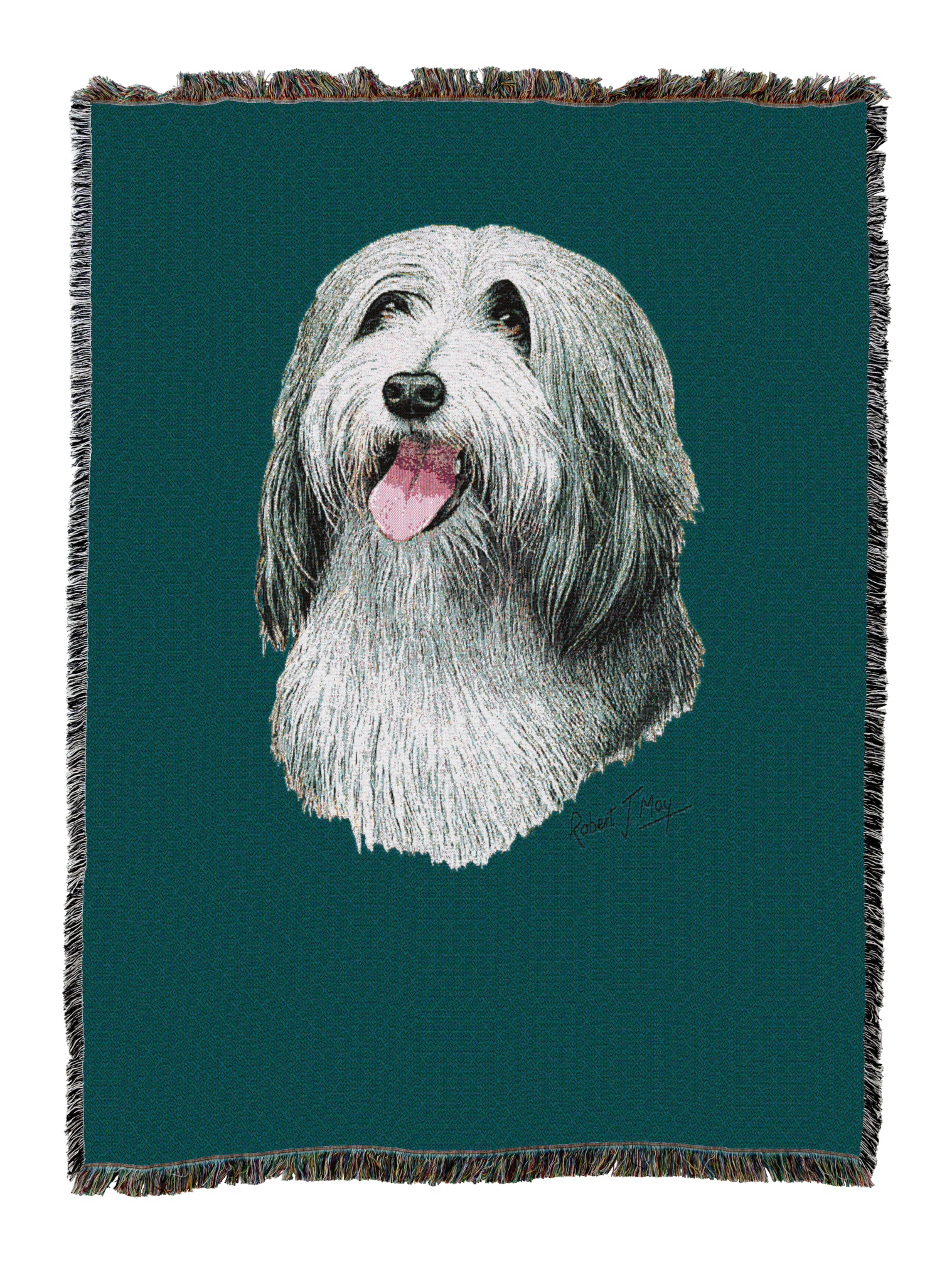 Bearded Collie Blanket Teal