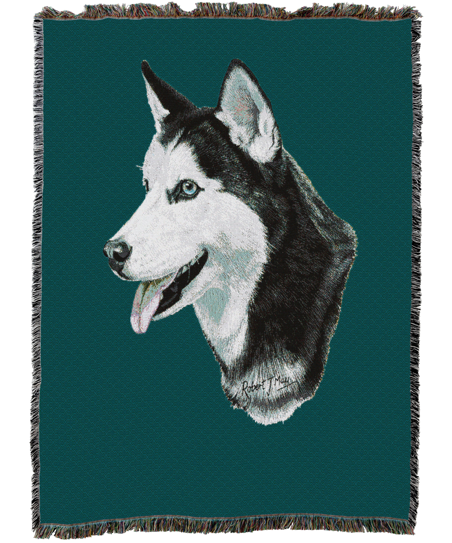 Siberian Husky Blanket Teal