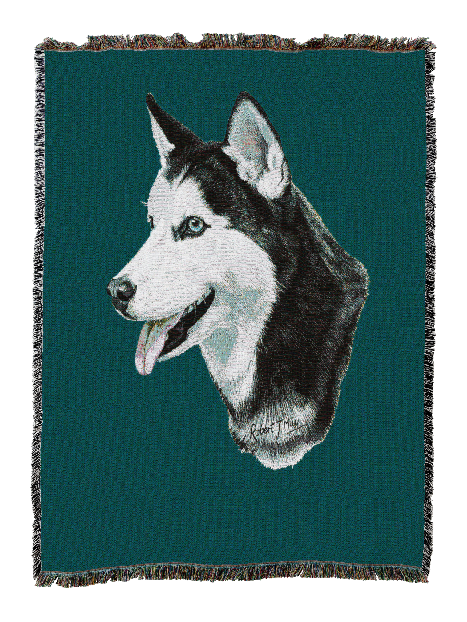 Siberian Husky Blanket Teal