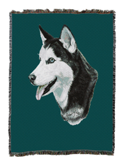 Siberian Husky Blanket Teal