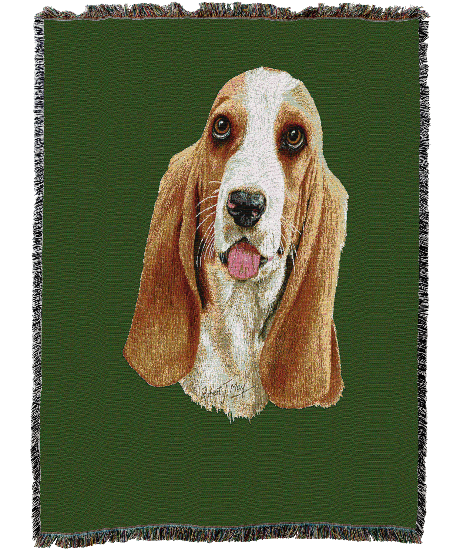 Basset Hound Blanket Green