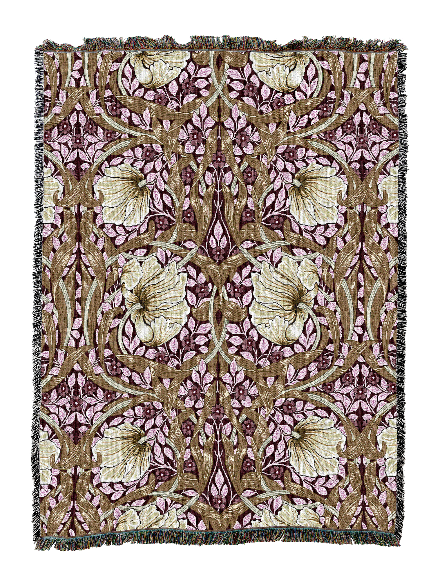 William Morris Pimpernel Raspberry Blanket