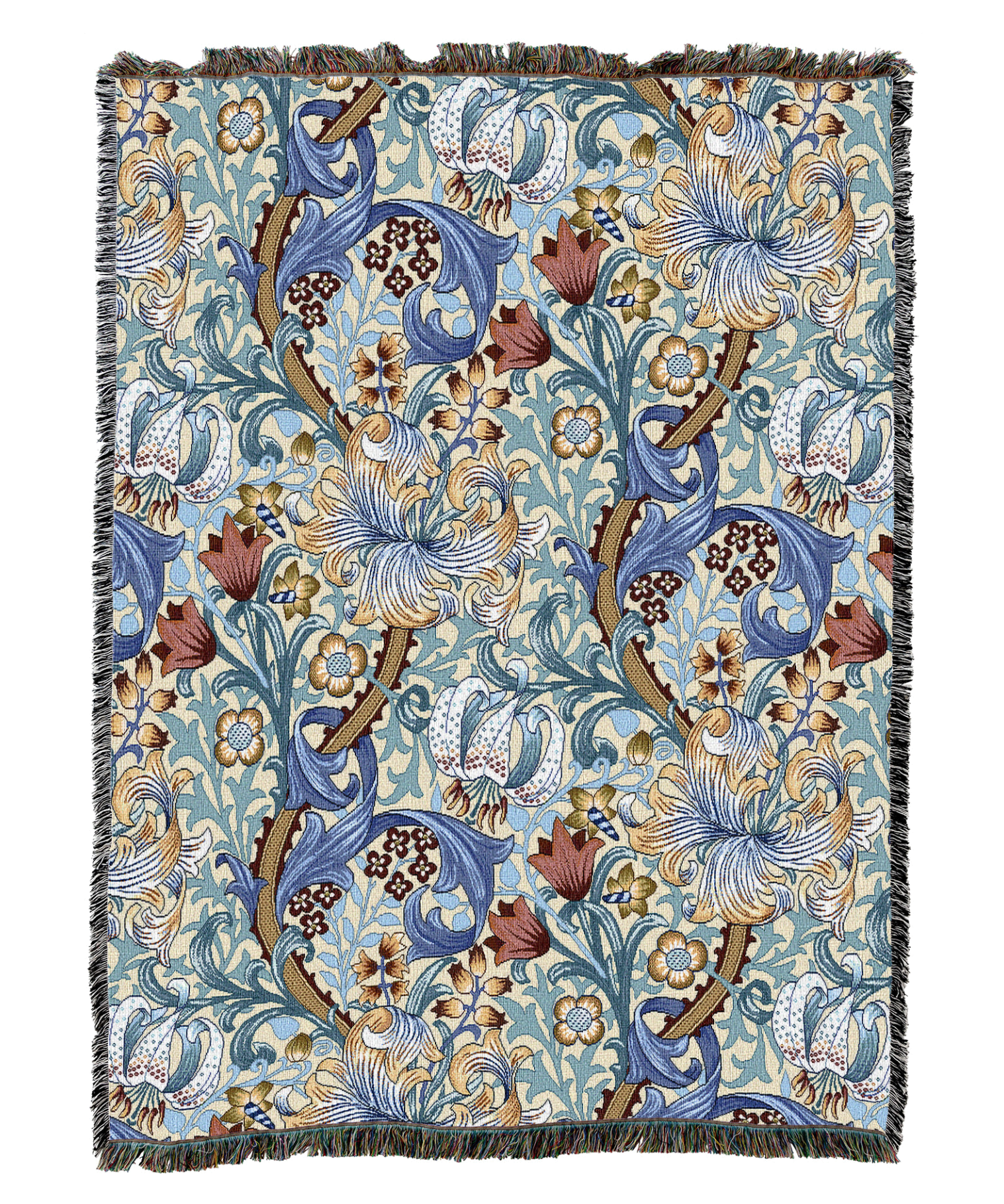 William Morris Golden Lily Blues Blanket