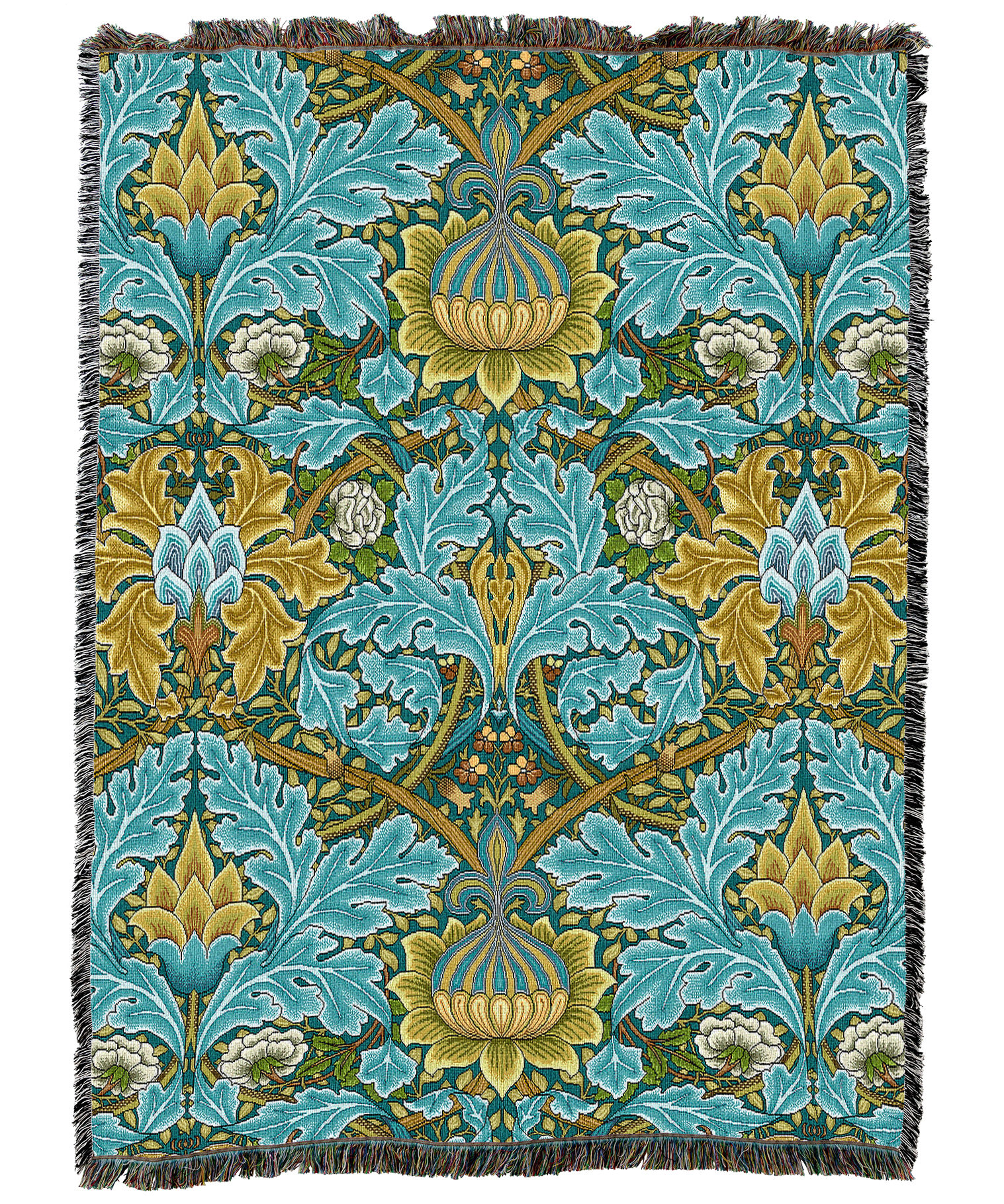 William Morris St James Teal Blanket