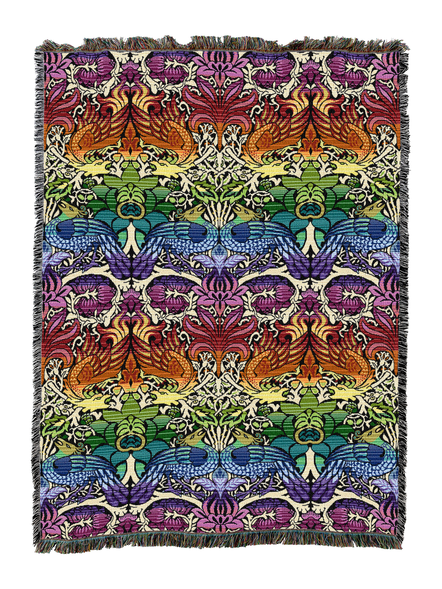 William Morris Dragon And Peacock Spectrum Blanket XL