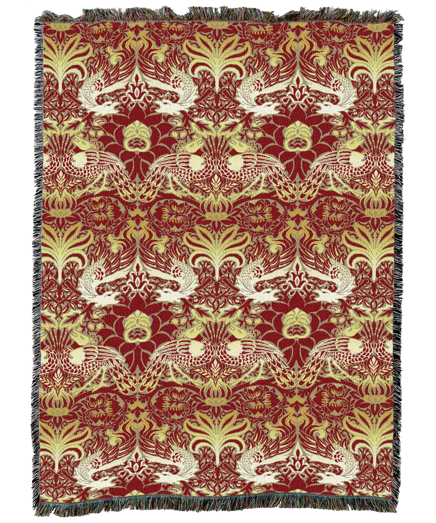 William Morris Dragon And Peacock Red Gold Blanket XL