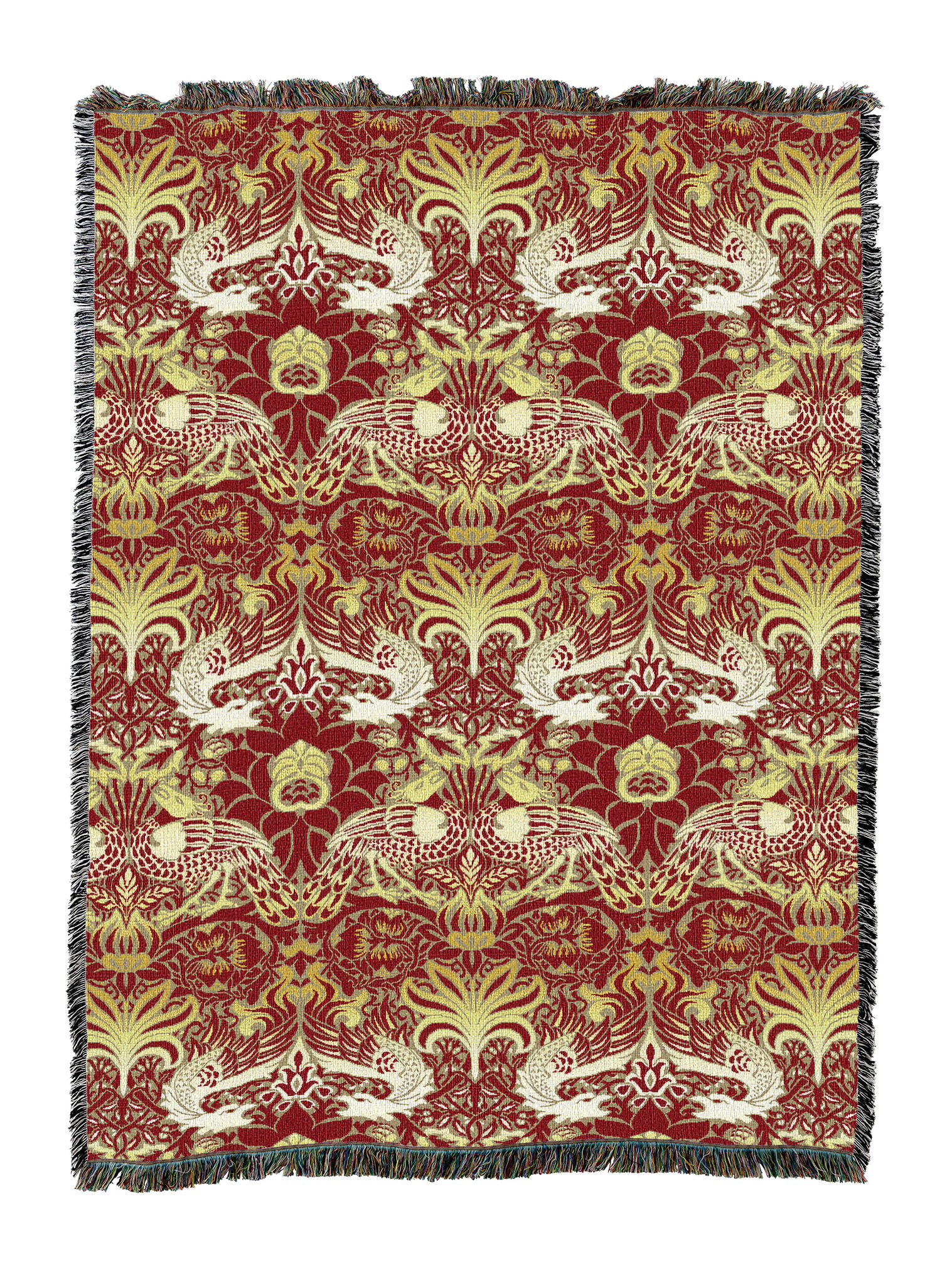 William Morris Dragon And Peacock Red Gold Blanket XL
