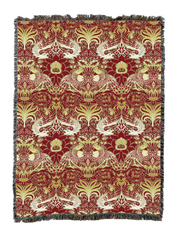 William Morris Dragon And Peacock Red Gold Blanket XL