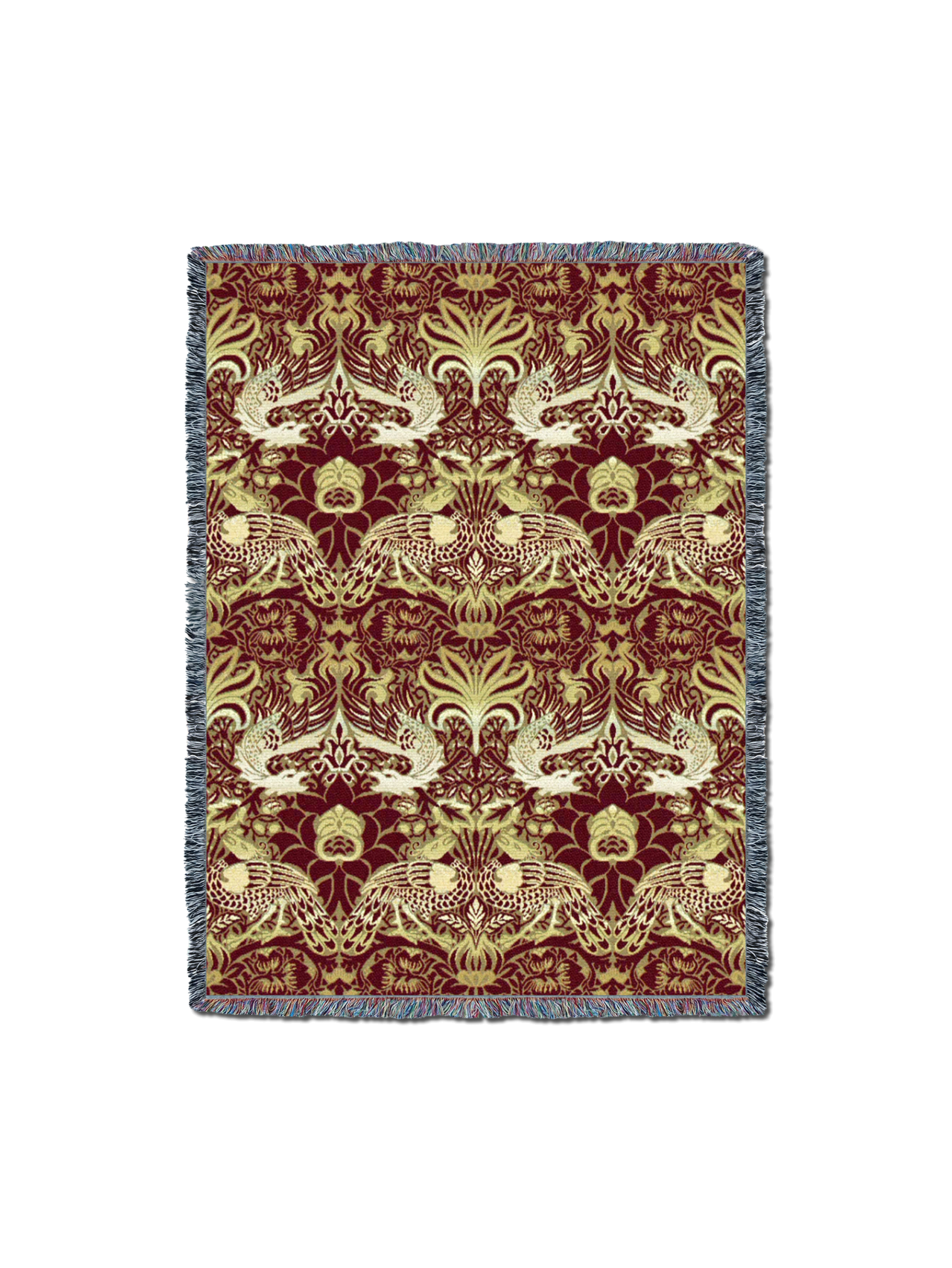 William Morris Dragon And Peacock Red Gold Blanket
