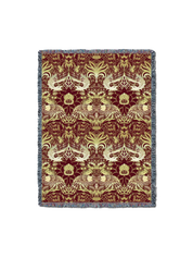 William Morris Dragon And Peacock Red Gold Blanket