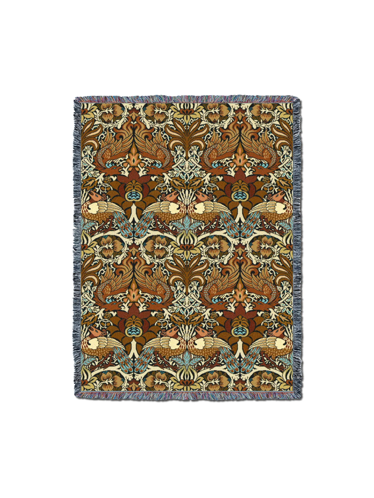 William Morris Dragon And Peacock Sienna Blanket