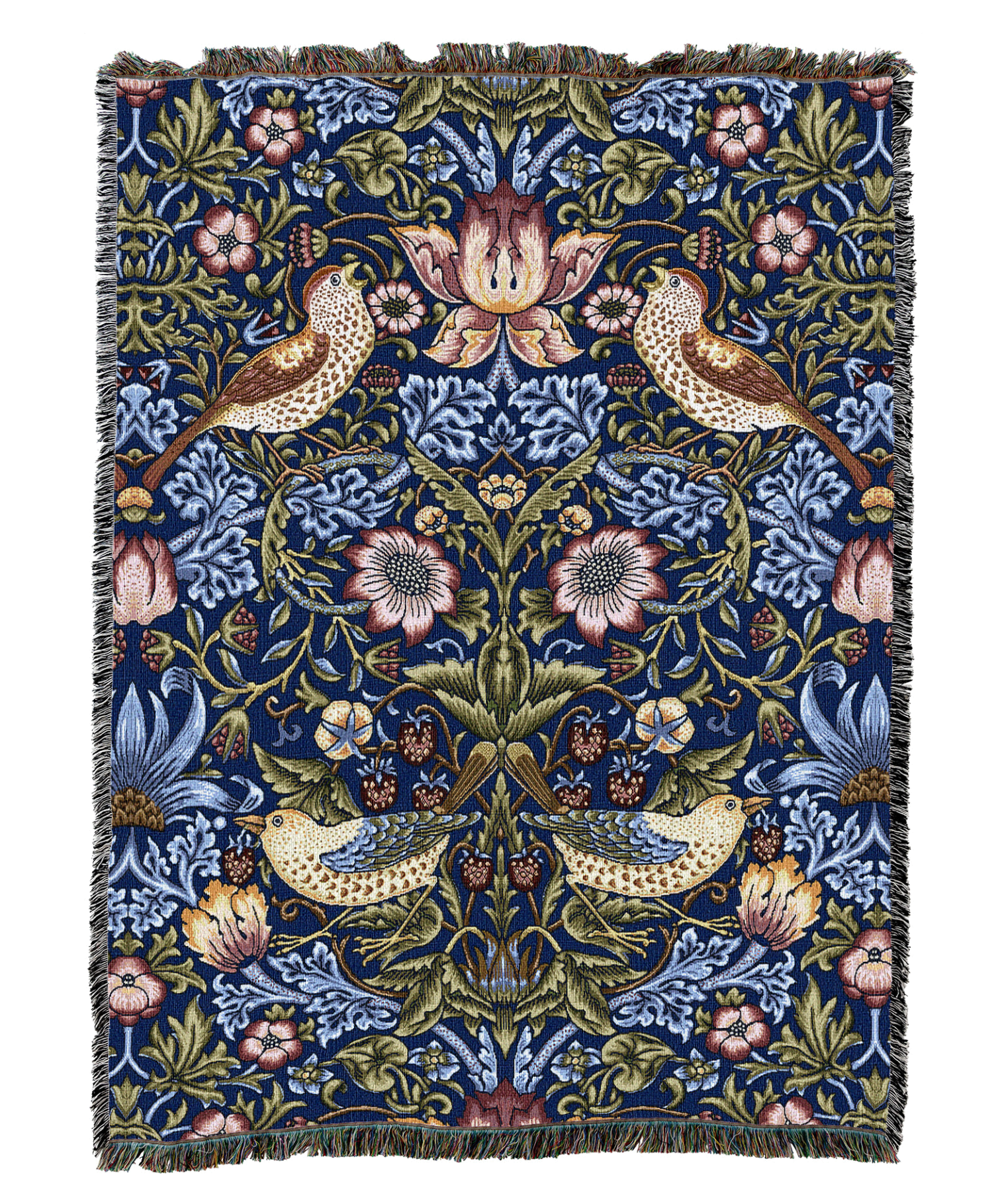 William Morris Strawberry Thief Indigo Blanket