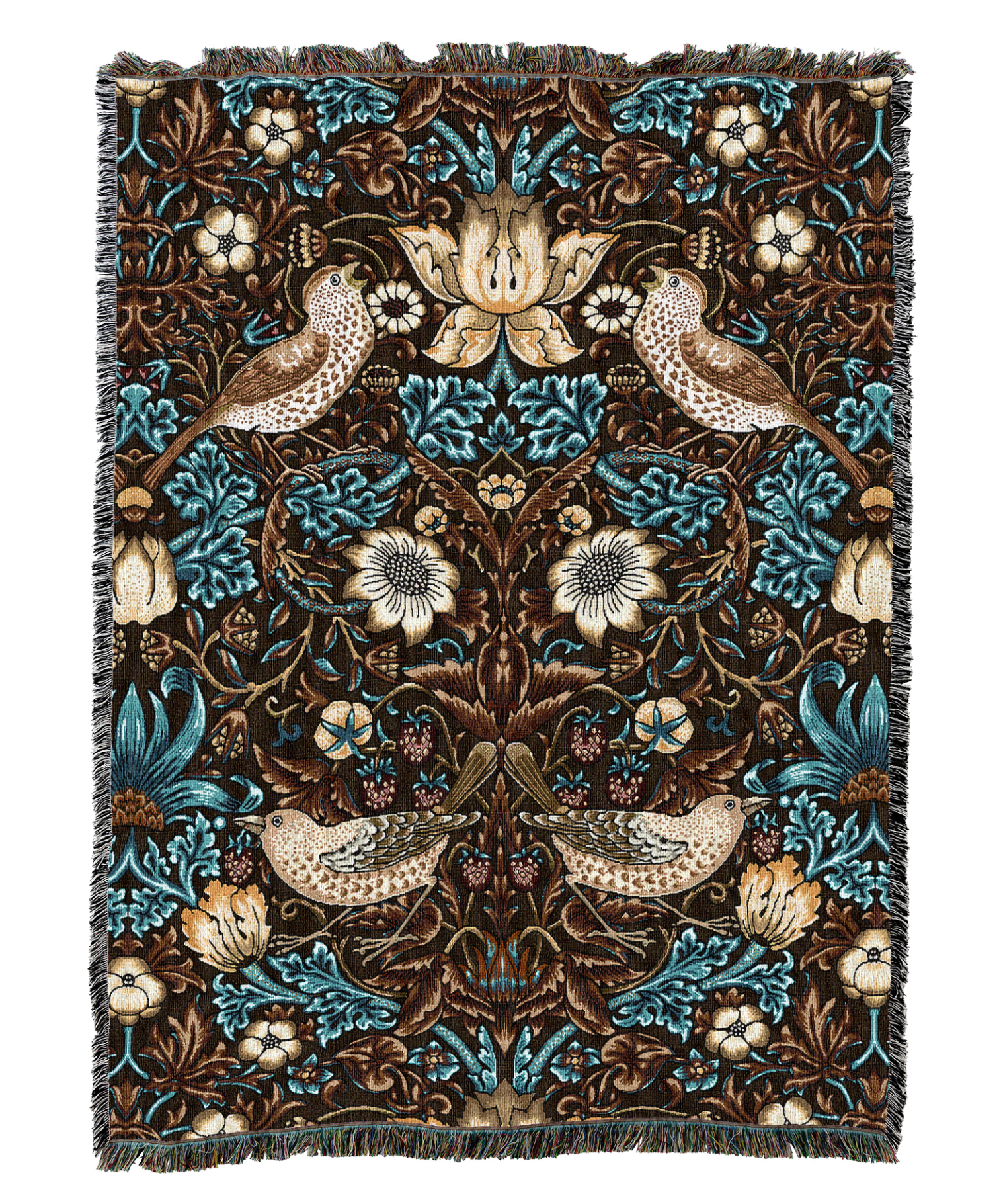 William Morris Strawberry Thief Walnut Blanket