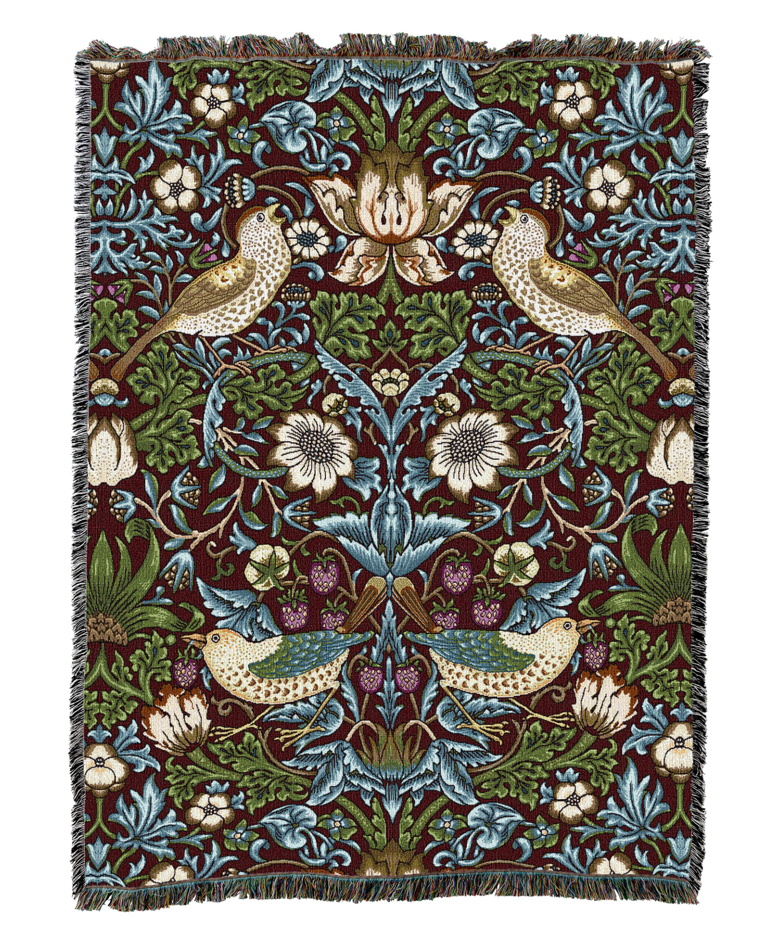 William Morris Strawberry Thief Scarlet Blanket