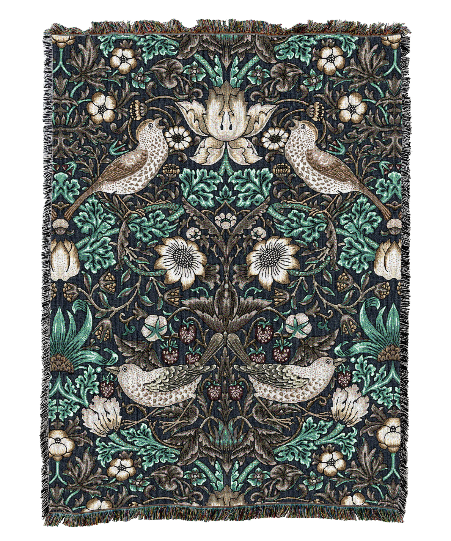 William Morris Strawberry Thief Slate Blanket