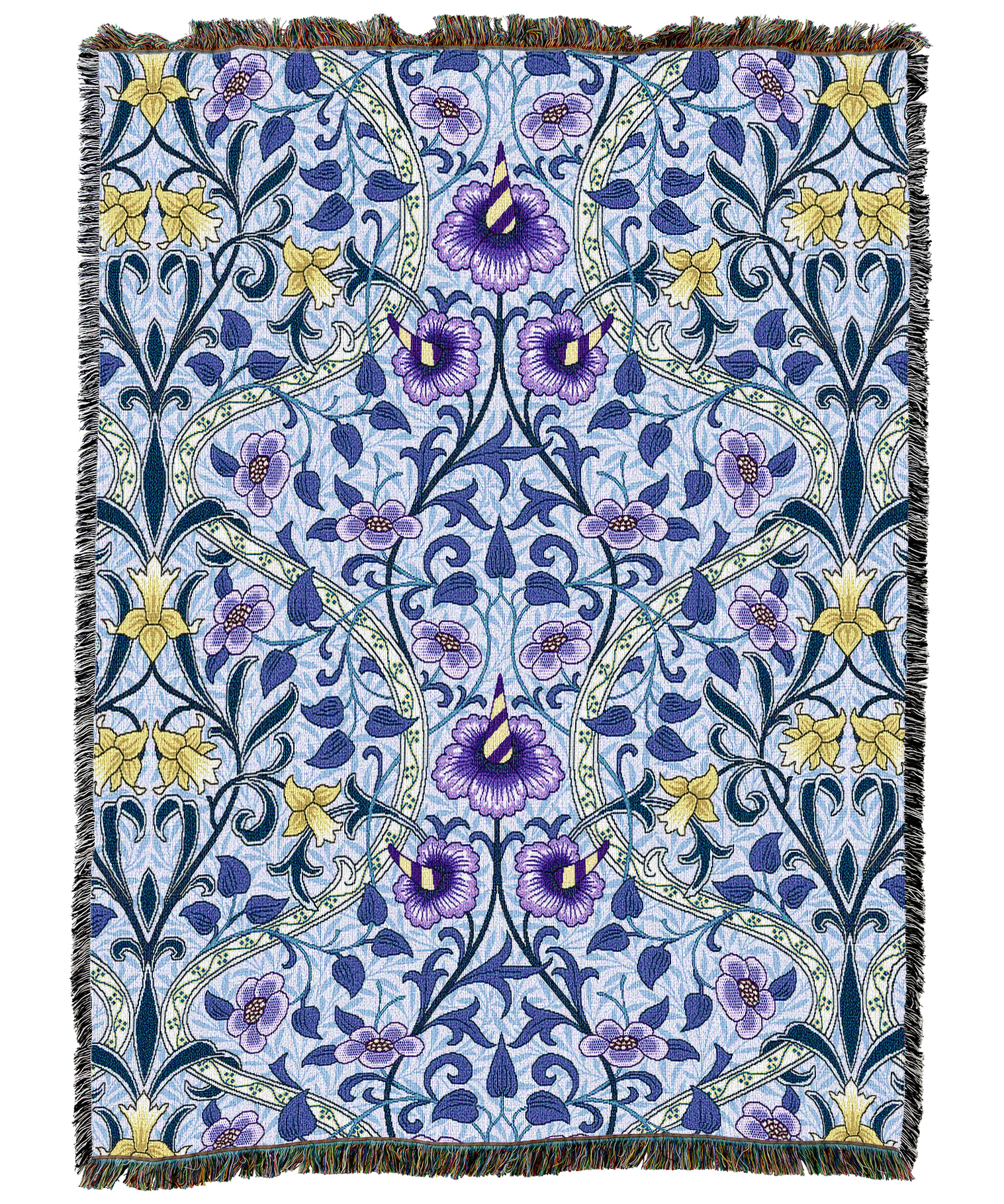 William Morris Daffodil Denim Blanket