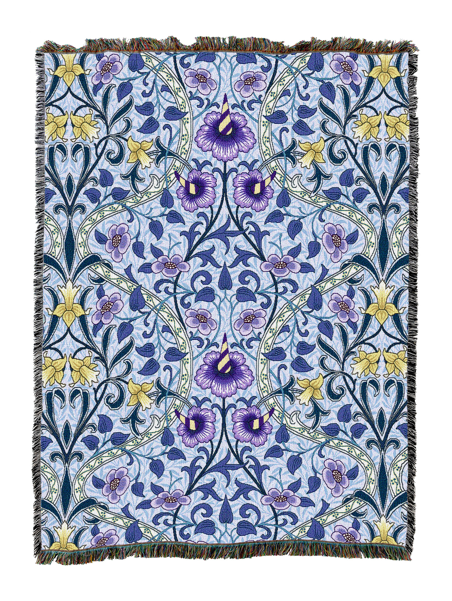 William Morris Daffodil Denim Blanket
