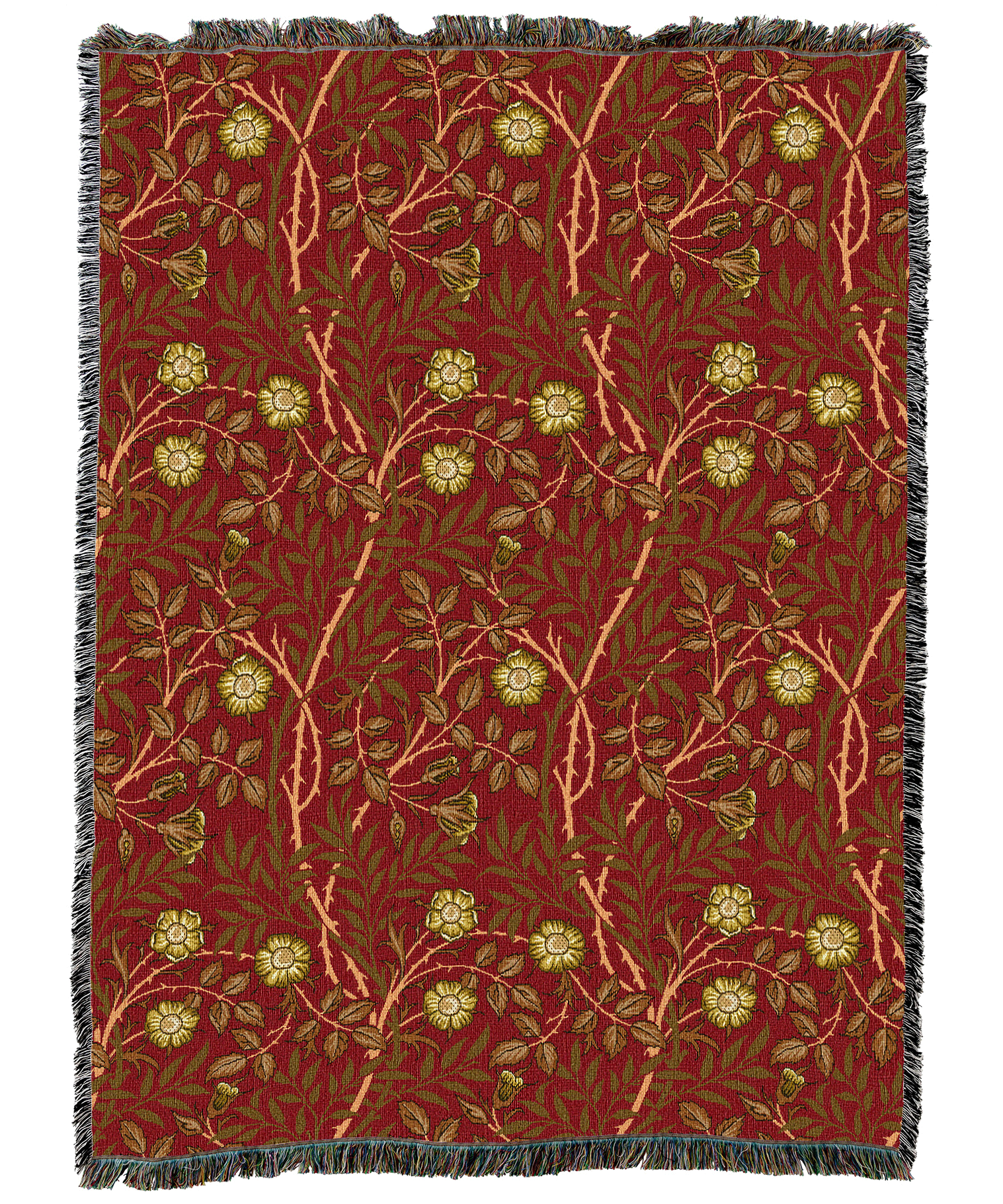 William Morris Sweetbriar Scarlet Blanket