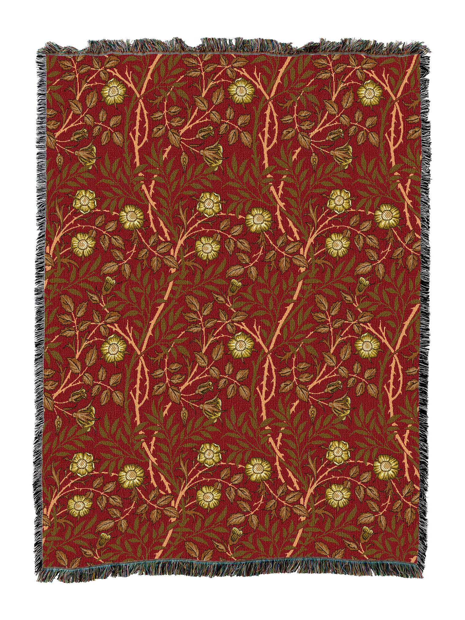 William Morris Sweetbriar Scarlet Blanket