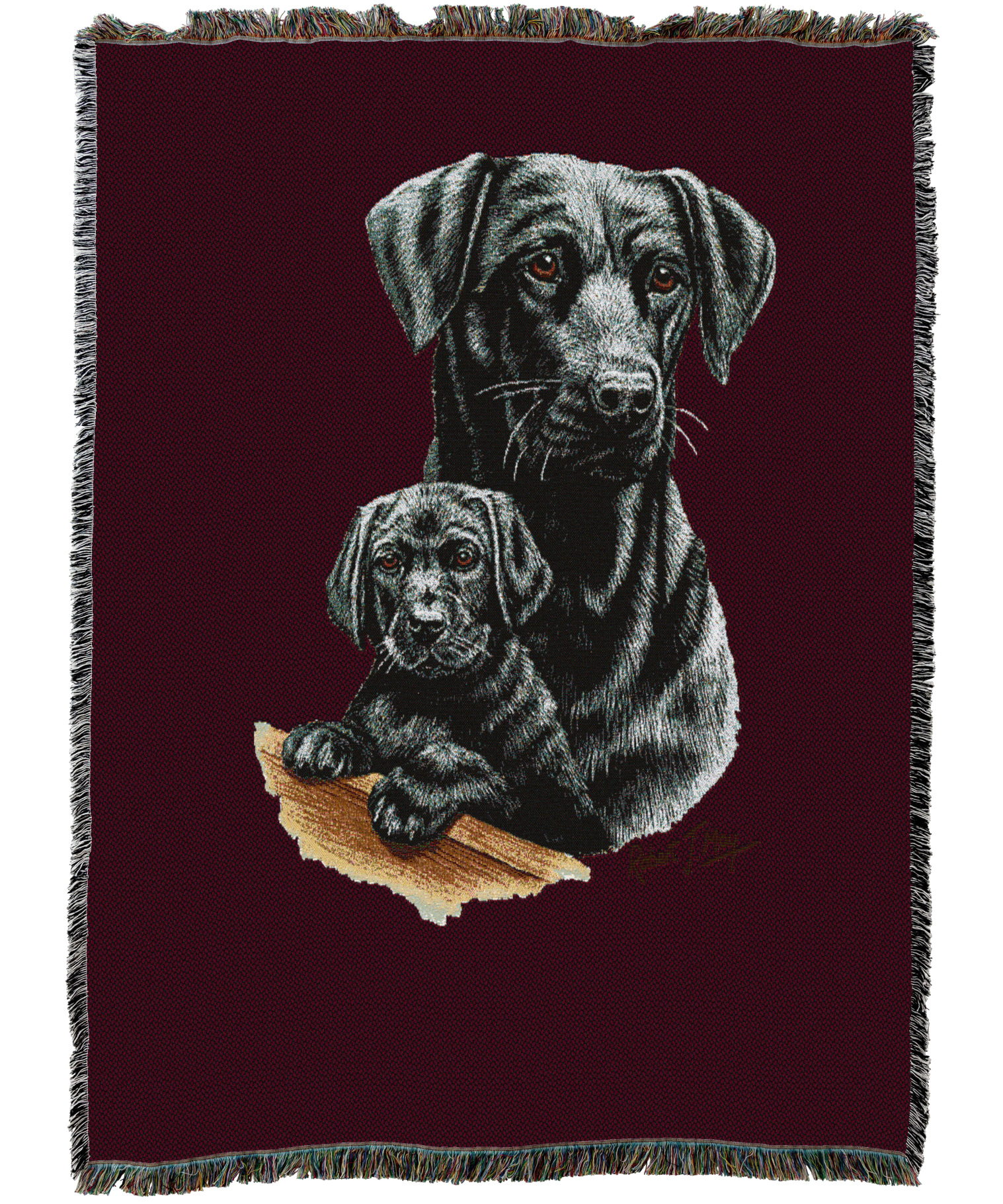 Labrador Retriever With Puppy Black Blanket