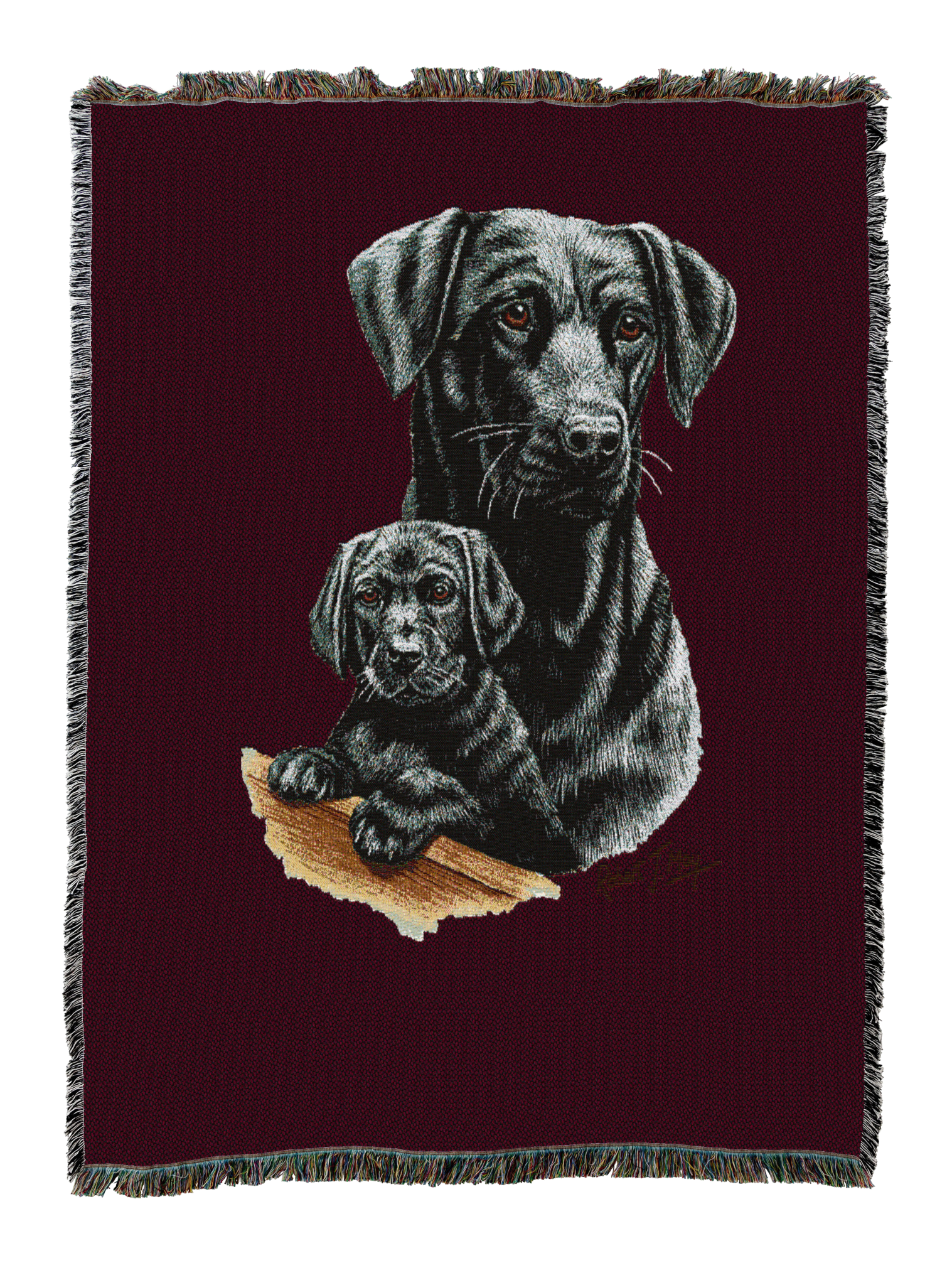 Labrador Retriever With Puppy Black Blanket