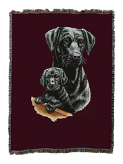Labrador Retriever With Puppy Black Blanket