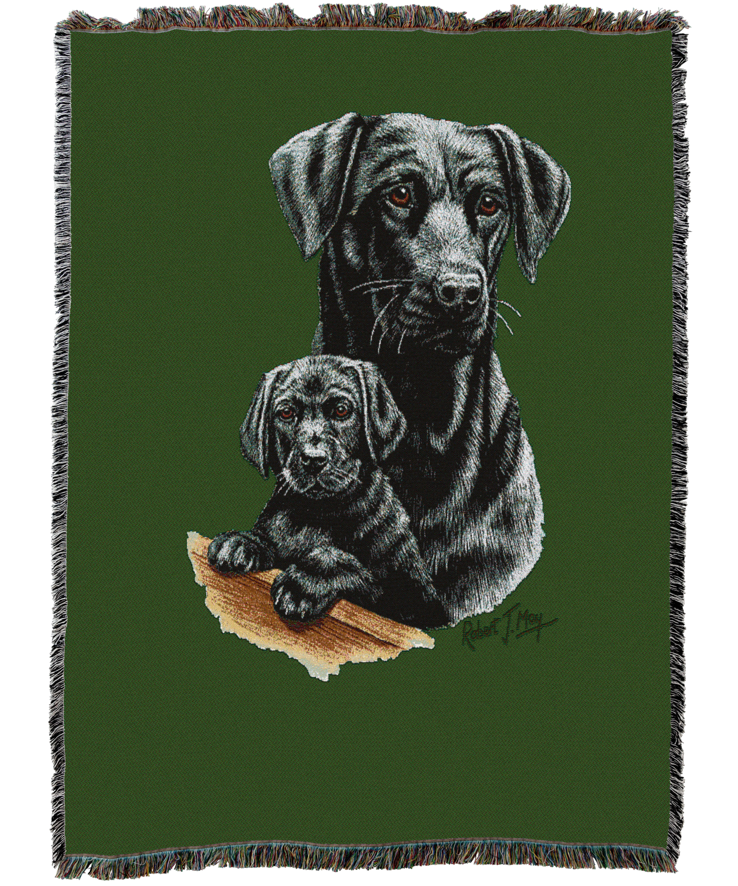 Labrador Retriever With Puppy Black Blanket