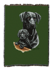 Labrador Retriever With Puppy Black Blanket