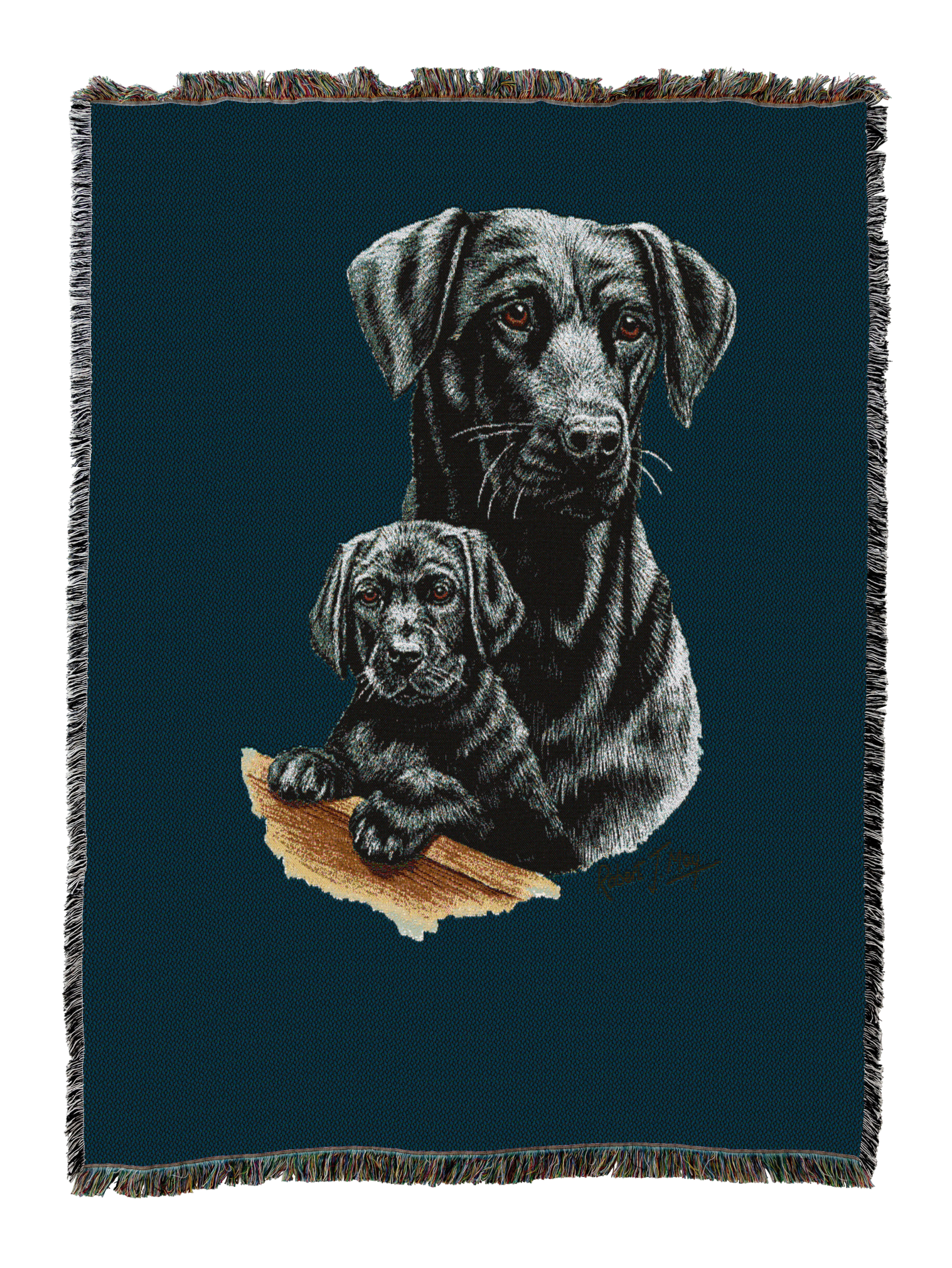 Labrador Retriever With Puppy Black Blanket