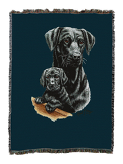 Labrador Retriever With Puppy Black Blanket