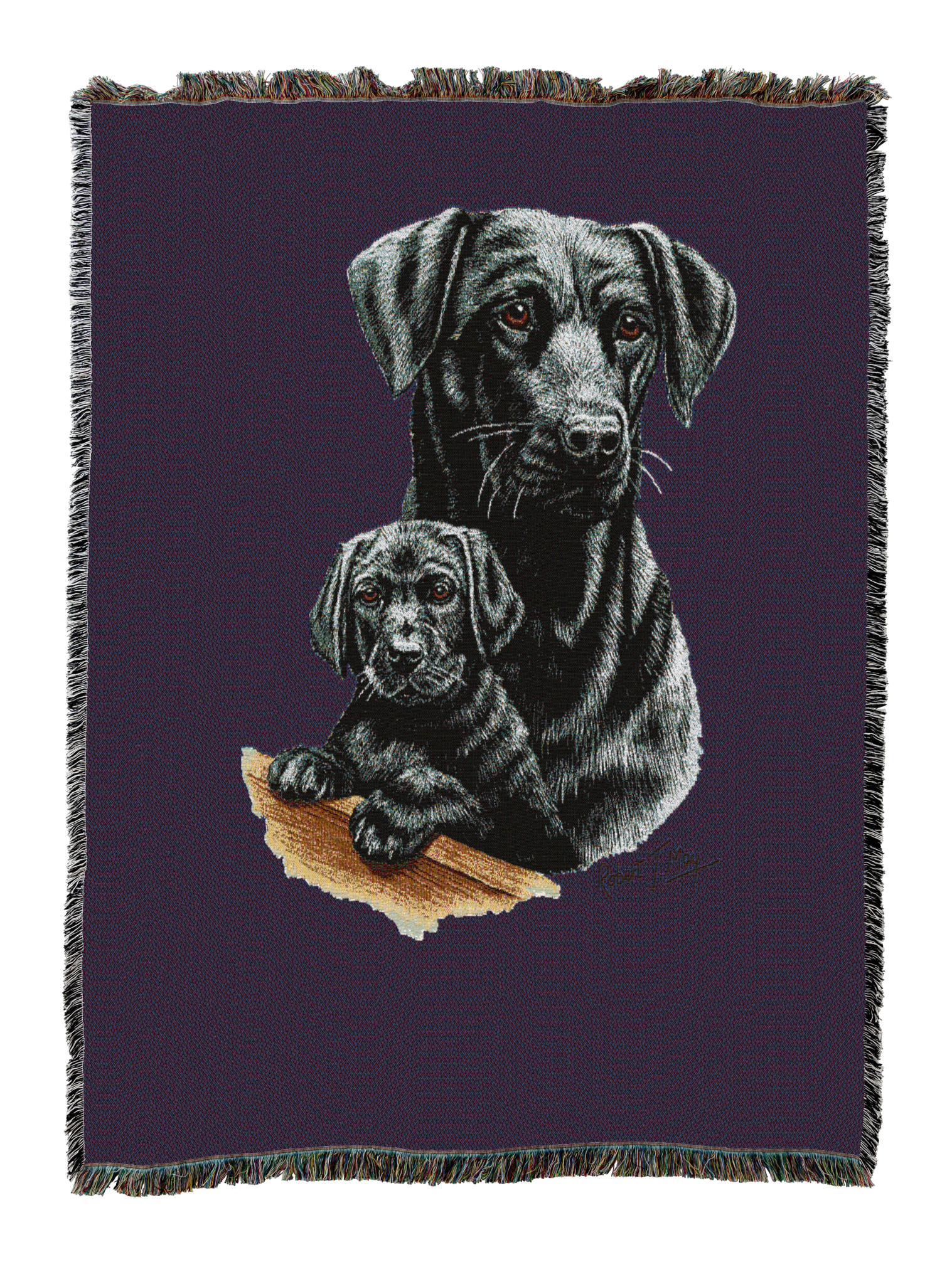 Labrador Retriever With Puppy Black Blanket