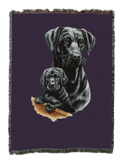 Labrador Retriever With Puppy Black Blanket
