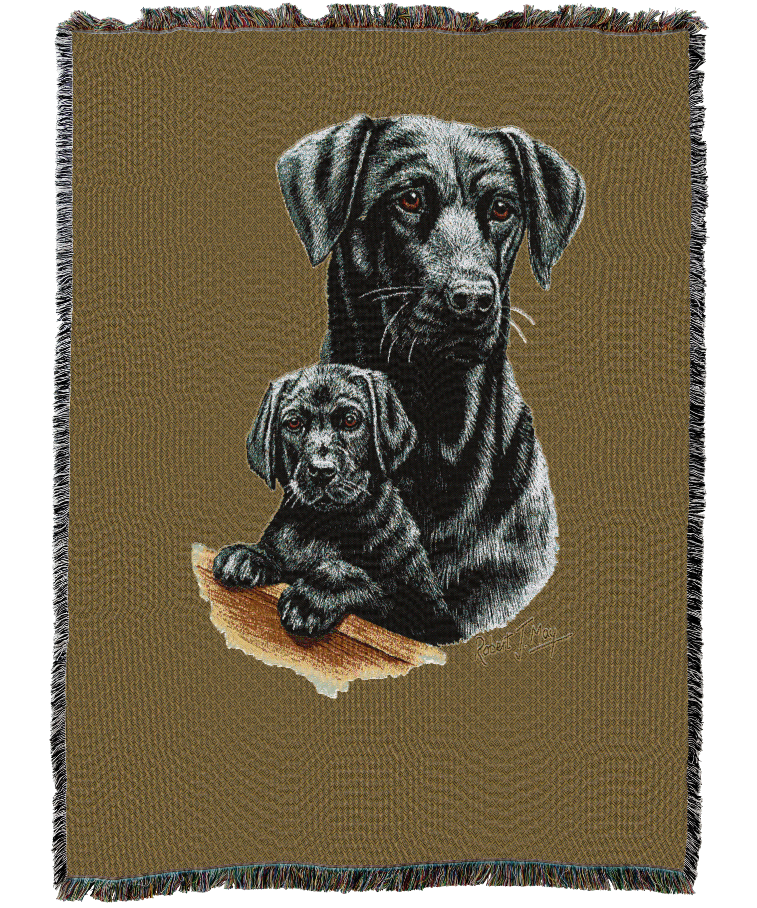 Labrador Retriever With Puppy Black Blanket