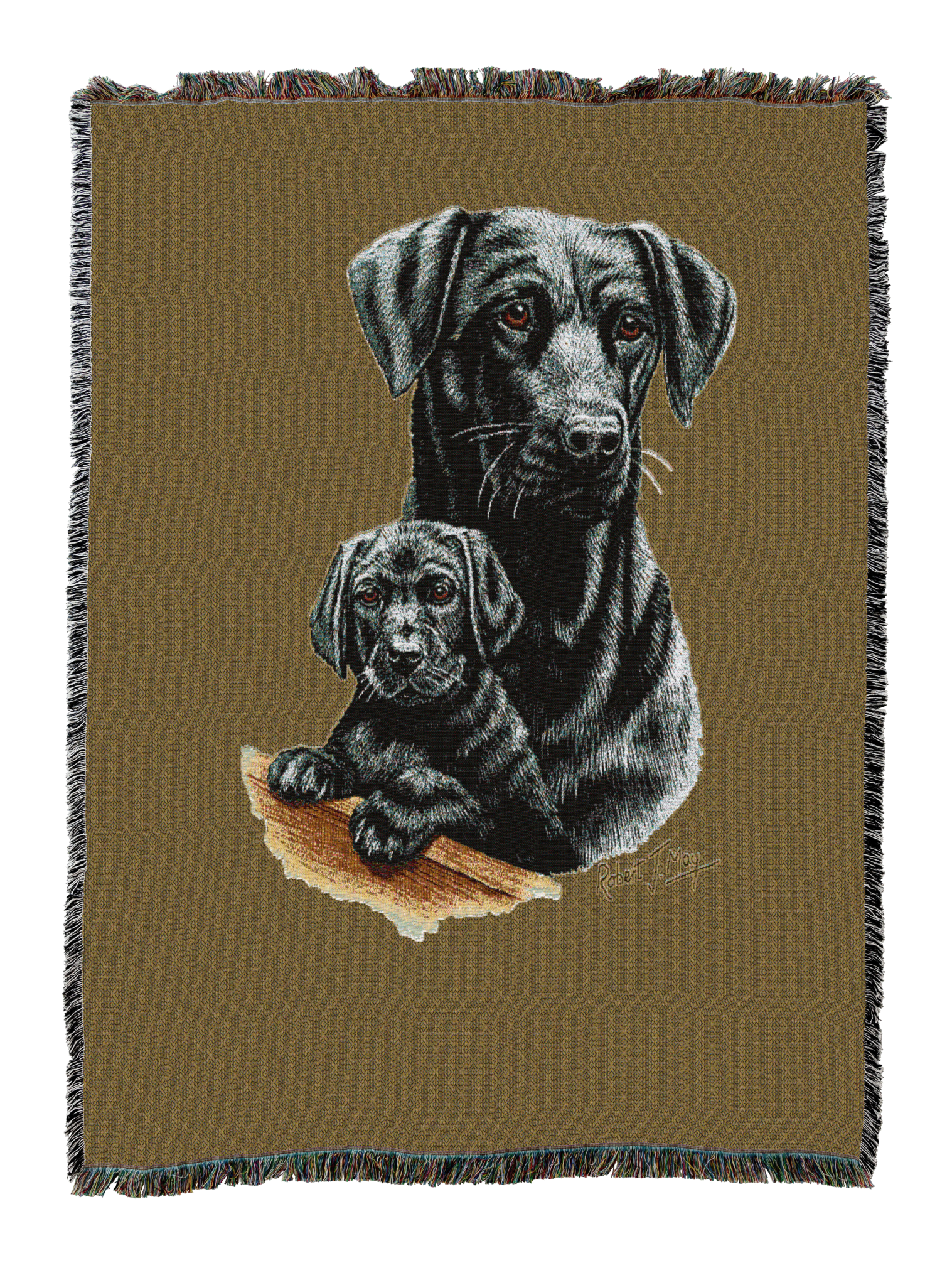 Labrador Retriever With Puppy Black Blanket