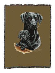 Labrador Retriever With Puppy Black Blanket