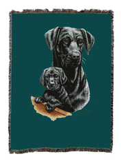 Labrador Retriever With Puppy Black Blanket